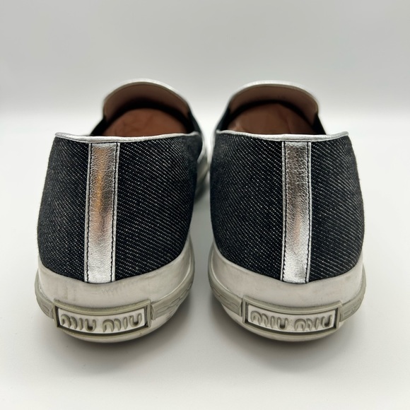 Miu miu jeans slip shoes flats athletic shoes with metal toe signed 38 - Picture 11 of 13